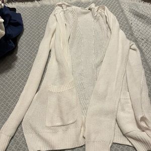white knit cardigan